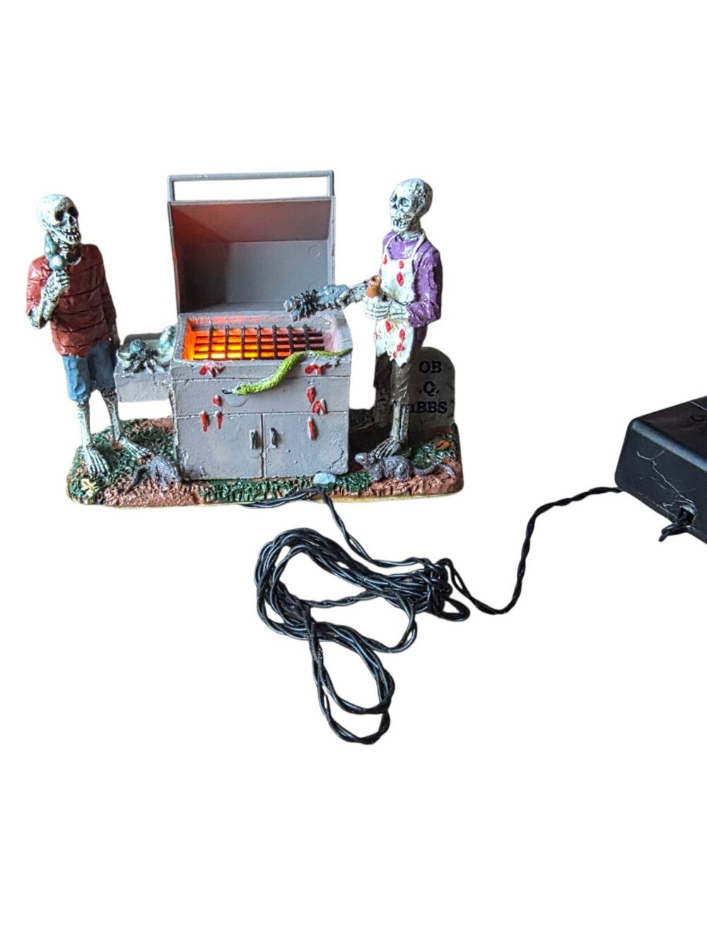 Lemax Spooky Town Ghoul Skellington's Grilling RARE Gory Grilling BBQ RIBS works